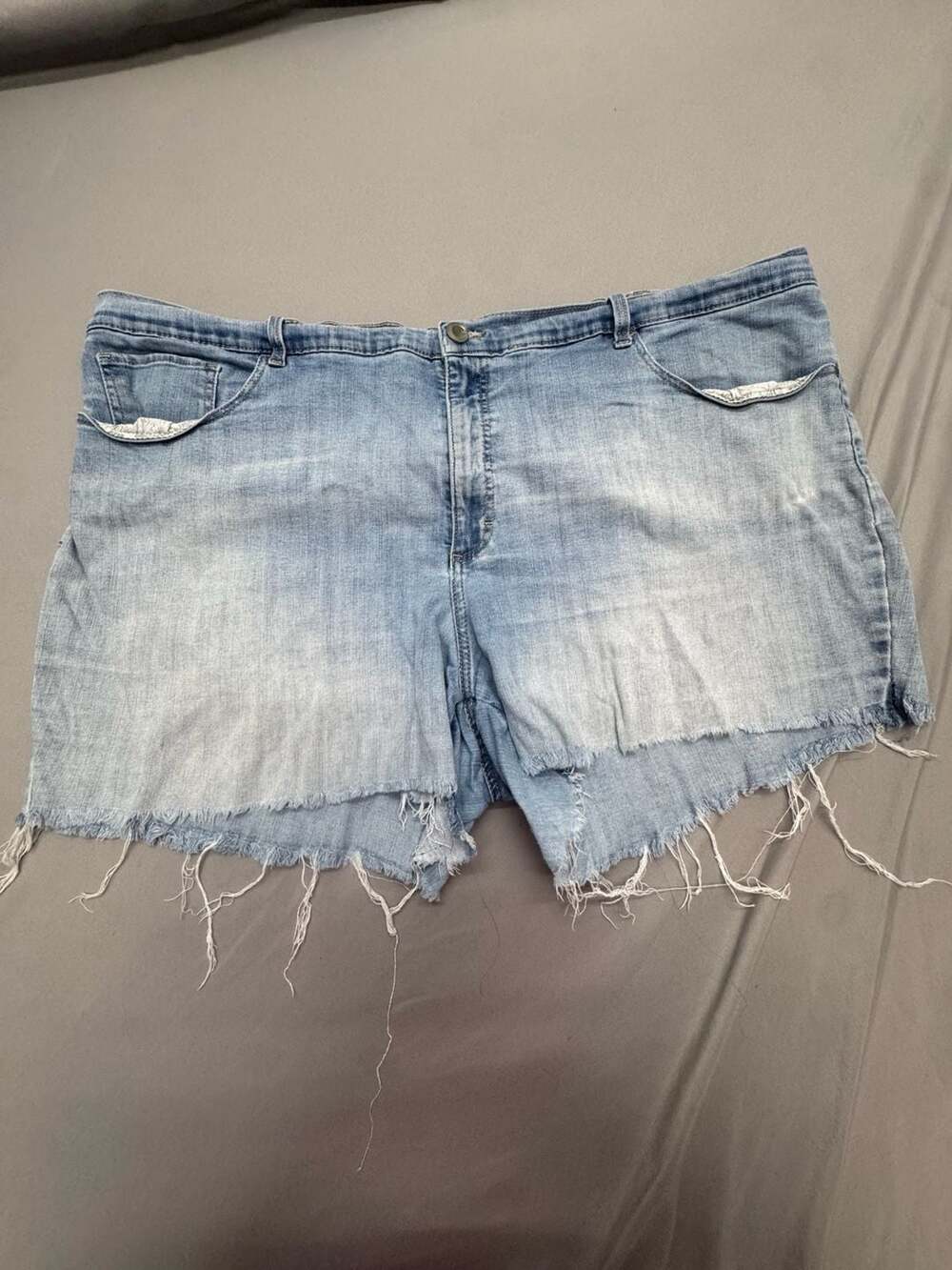 Lee Classic Fit Denim Shorts Distressed Cut Off Blue